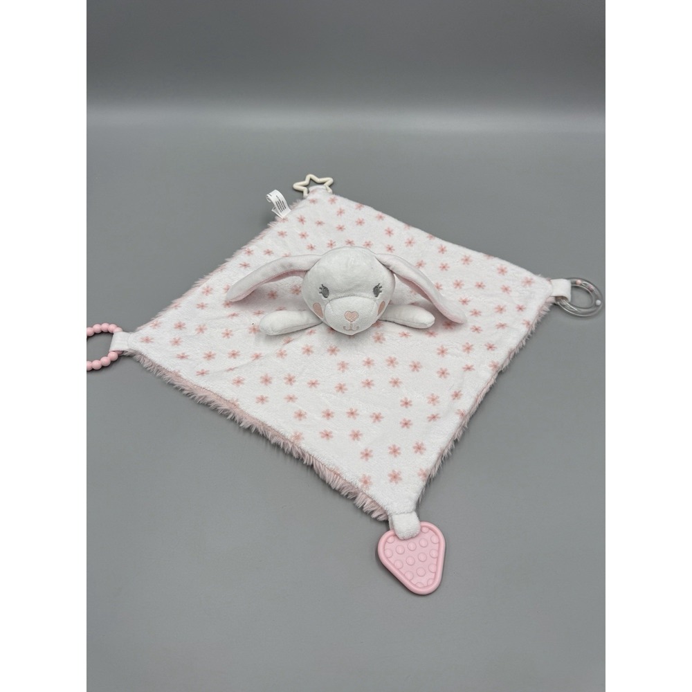 Dream Gro Rabbit Activity Lovey Plush Baby Security Blanket Pink White